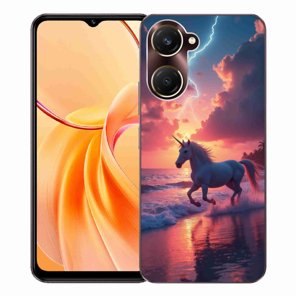 Gelový kryt mmCase na Vivo Y28s 5G - jednorožec na pláži
