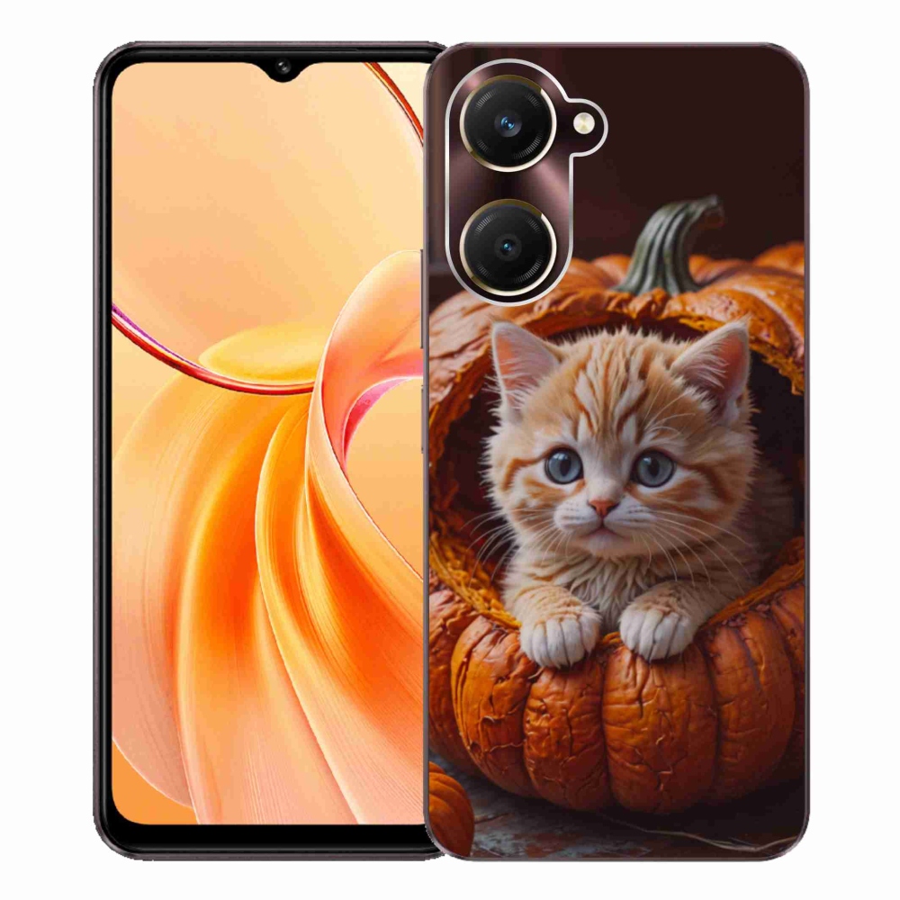 Gelový kryt mmCase na Vivo Y28s 5G - kotě a dýně 2