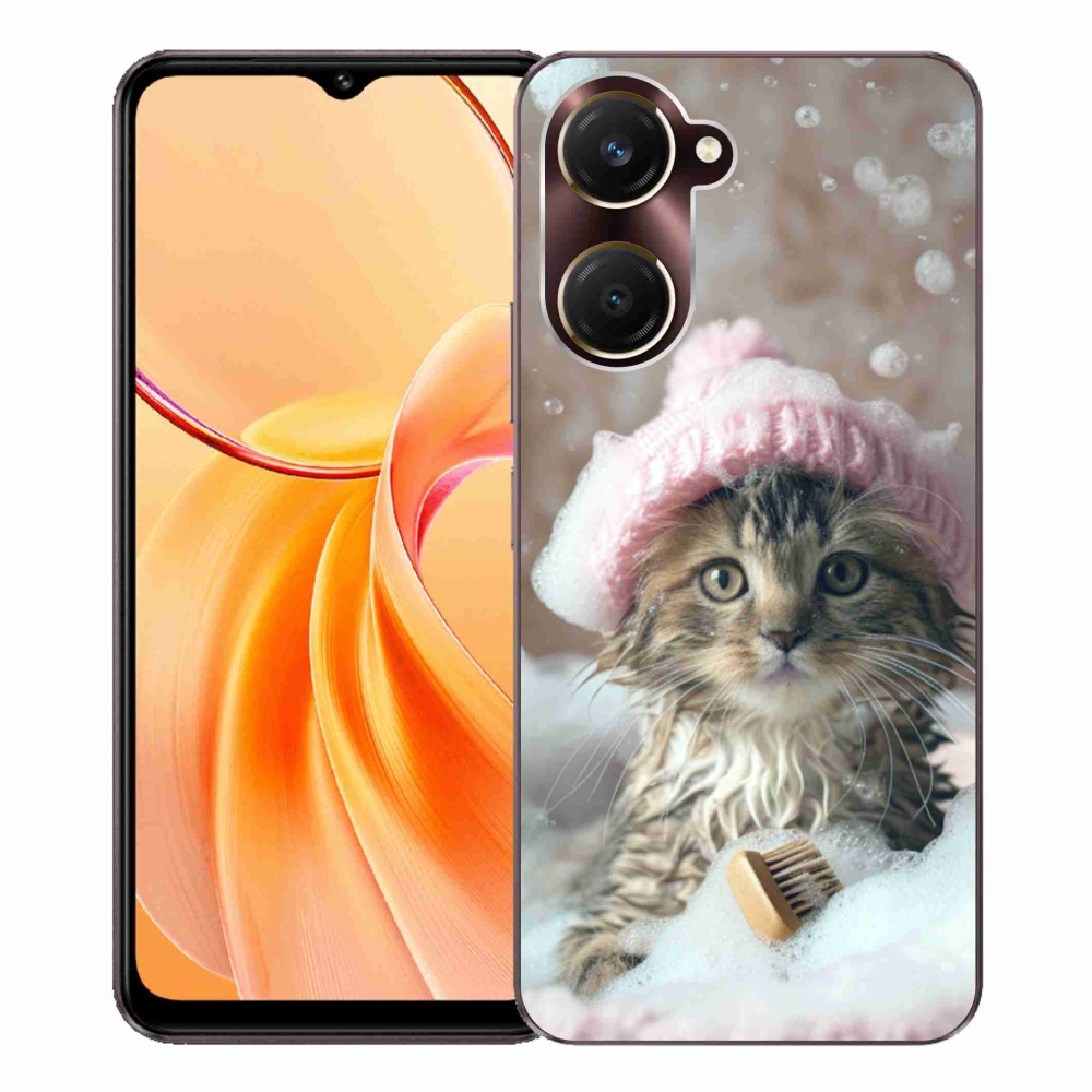 Gelový kryt mmCase na Vivo Y28s 5G - kotě a koupel