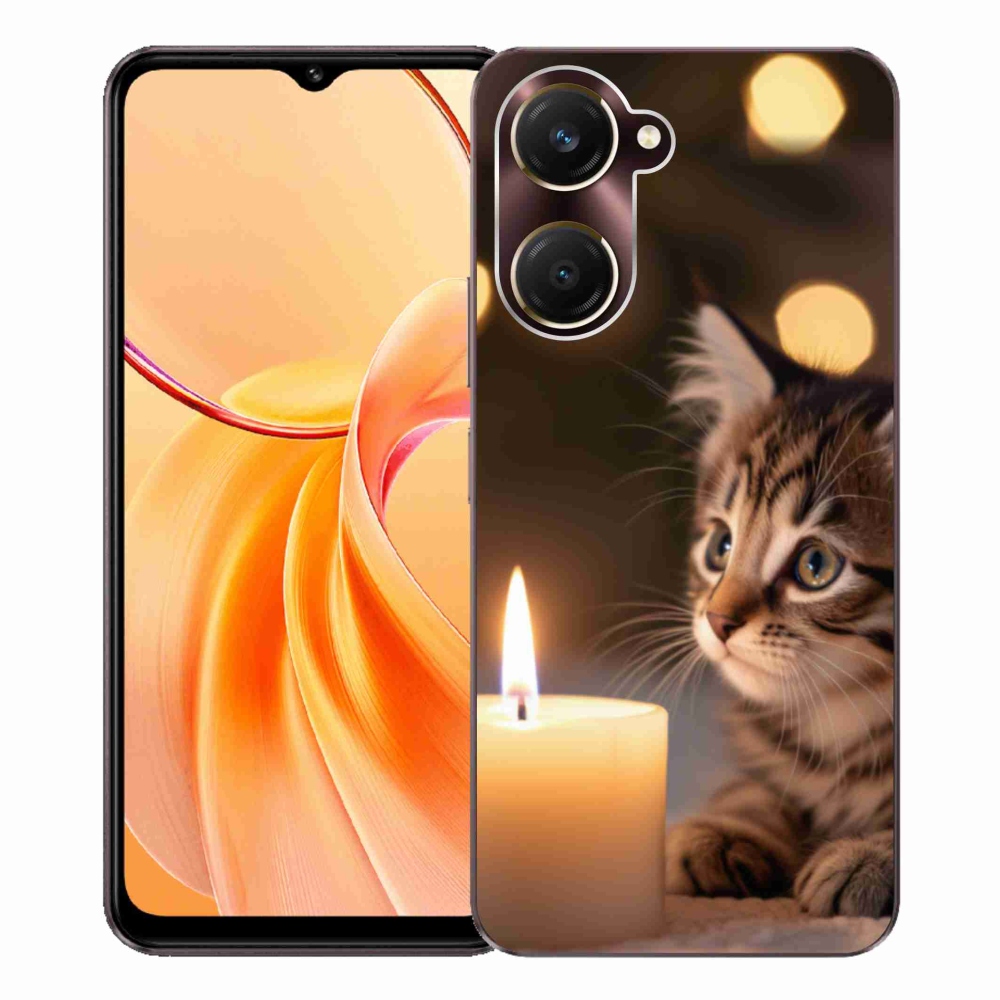 Gelový kryt mmCase na Vivo Y28s 5G - kotě a svíčka