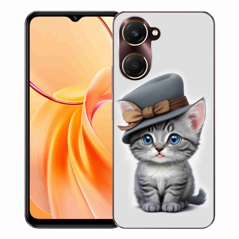 Gelový kryt mmCase na Vivo Y28s 5G - kotě s kloboukem
