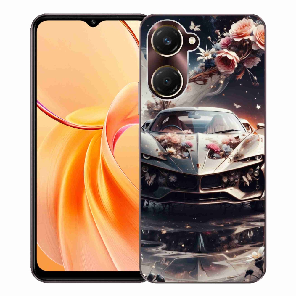 Gelový kryt mmCase na Vivo Y28s 5G - květinový sportovní vůz