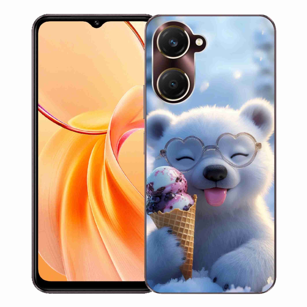 Gelový kryt mmCase na Vivo Y28s 5G - medvídek se zmrzlinou