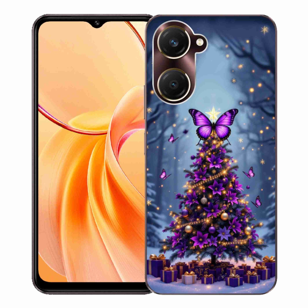 Gelový kryt mmCase na Vivo Y28s 5G - motýlí vánoční stromek