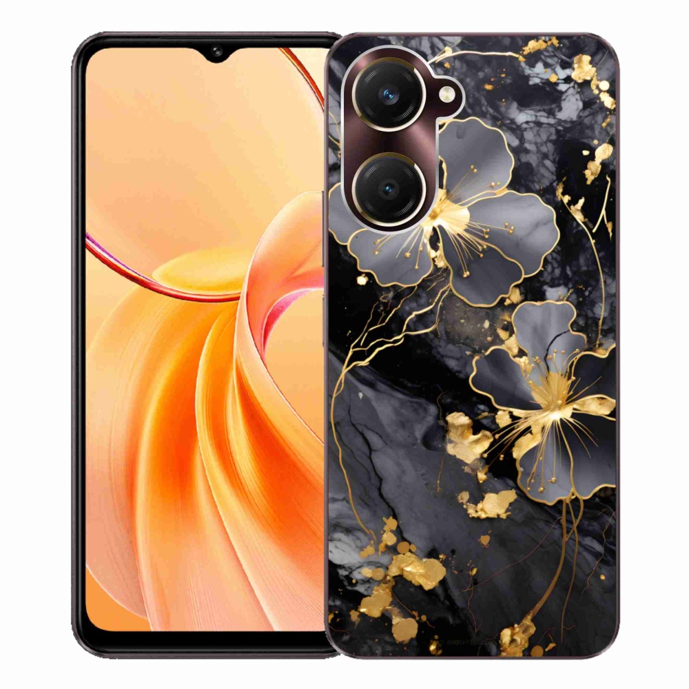 Gelový kryt mmCase na Vivo Y28s 5G - zlaté květy
