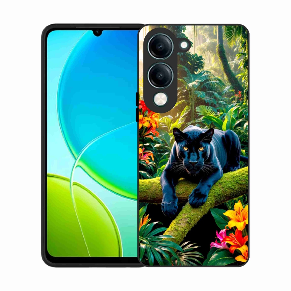 Gelový kryt mmCase na Vivo Y29S 5G - černý panter v džungli