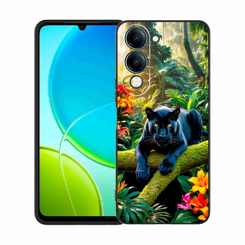 Gelový kryt mmCase na Vivo Y29S 5G - černý panter v džungli