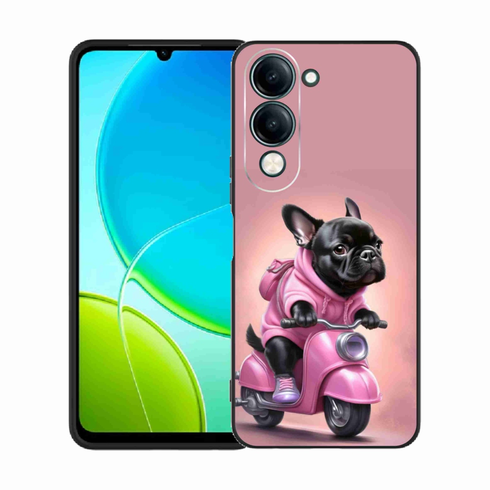 Gelový kryt mmCase na Vivo Y29S 5G - francouzský buldoček na skútru