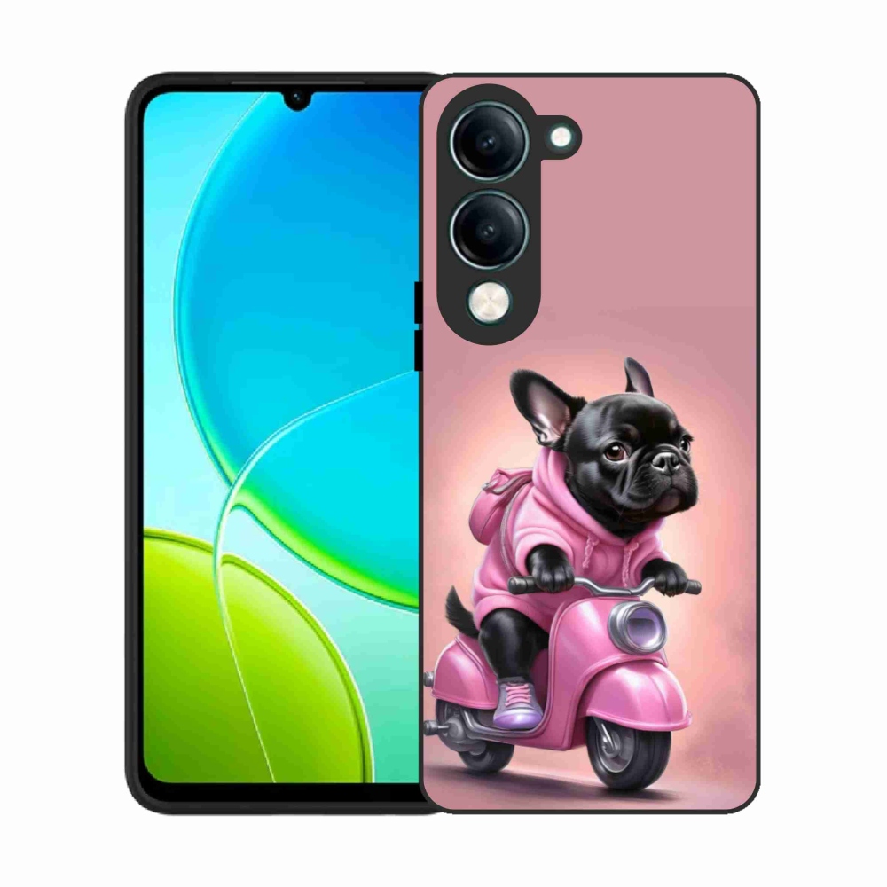 Gelový kryt mmCase na Vivo Y29S 5G - francouzský buldoček na skútru