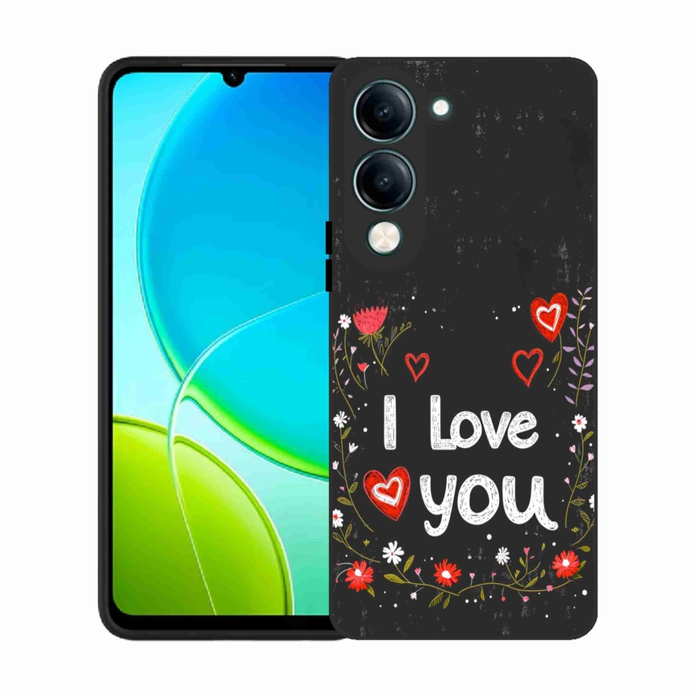 Gelový kryt mmCase na Vivo Y29S 5G - I love you černé pozadí