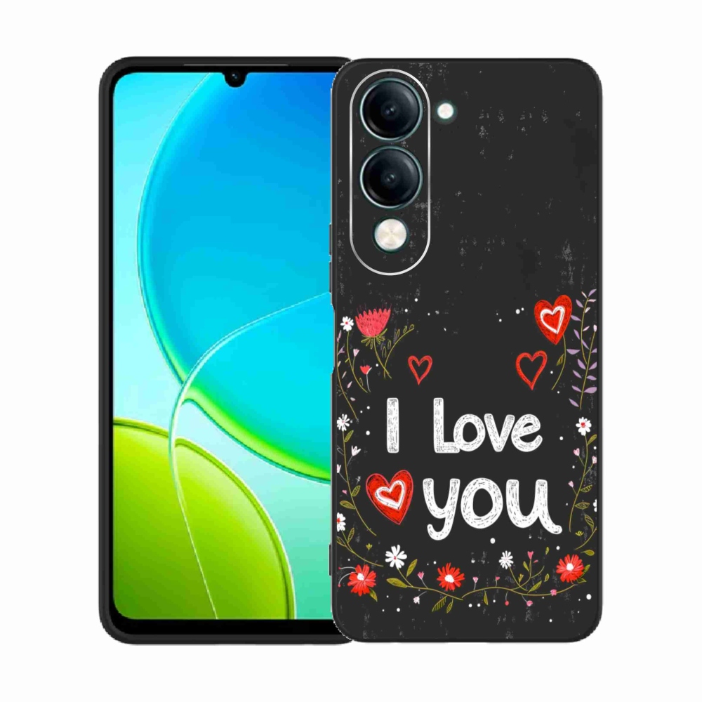 Gelový kryt mmCase na Vivo Y29S 5G - I love you černé pozadí