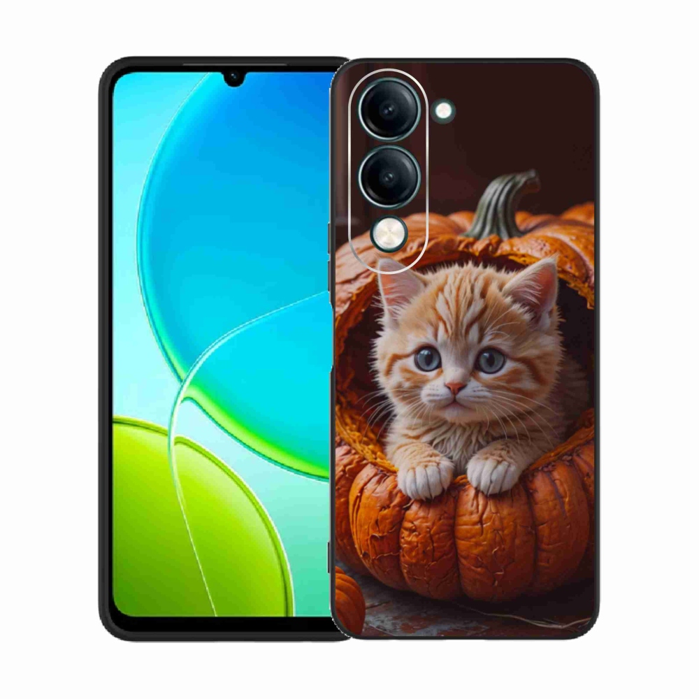 Gelový kryt mmCase na Vivo Y29S 5G - kotě a dýně 2