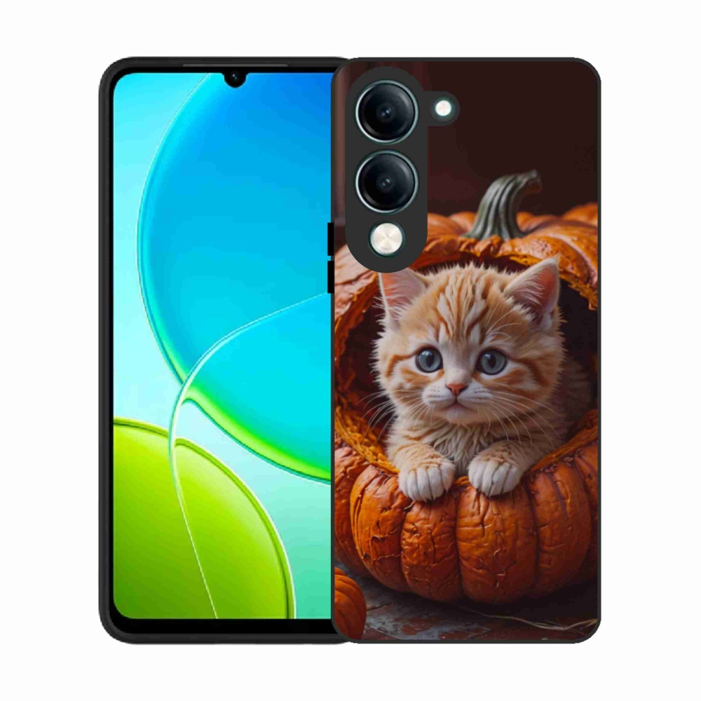 Gelový kryt mmCase na Vivo Y29S 5G - kotě a dýně 2