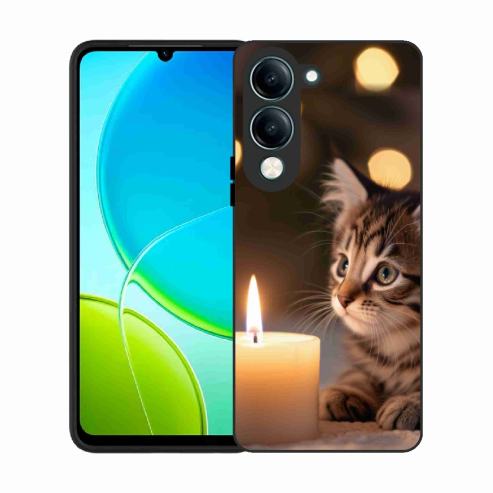 Gelový kryt mmCase na Vivo Y29S 5G - kotě a svíčka