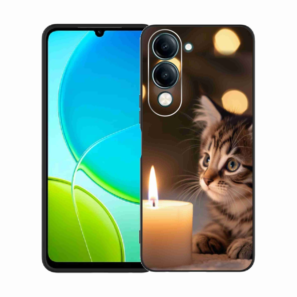 Gelový kryt mmCase na Vivo Y29S 5G - kotě a svíčka