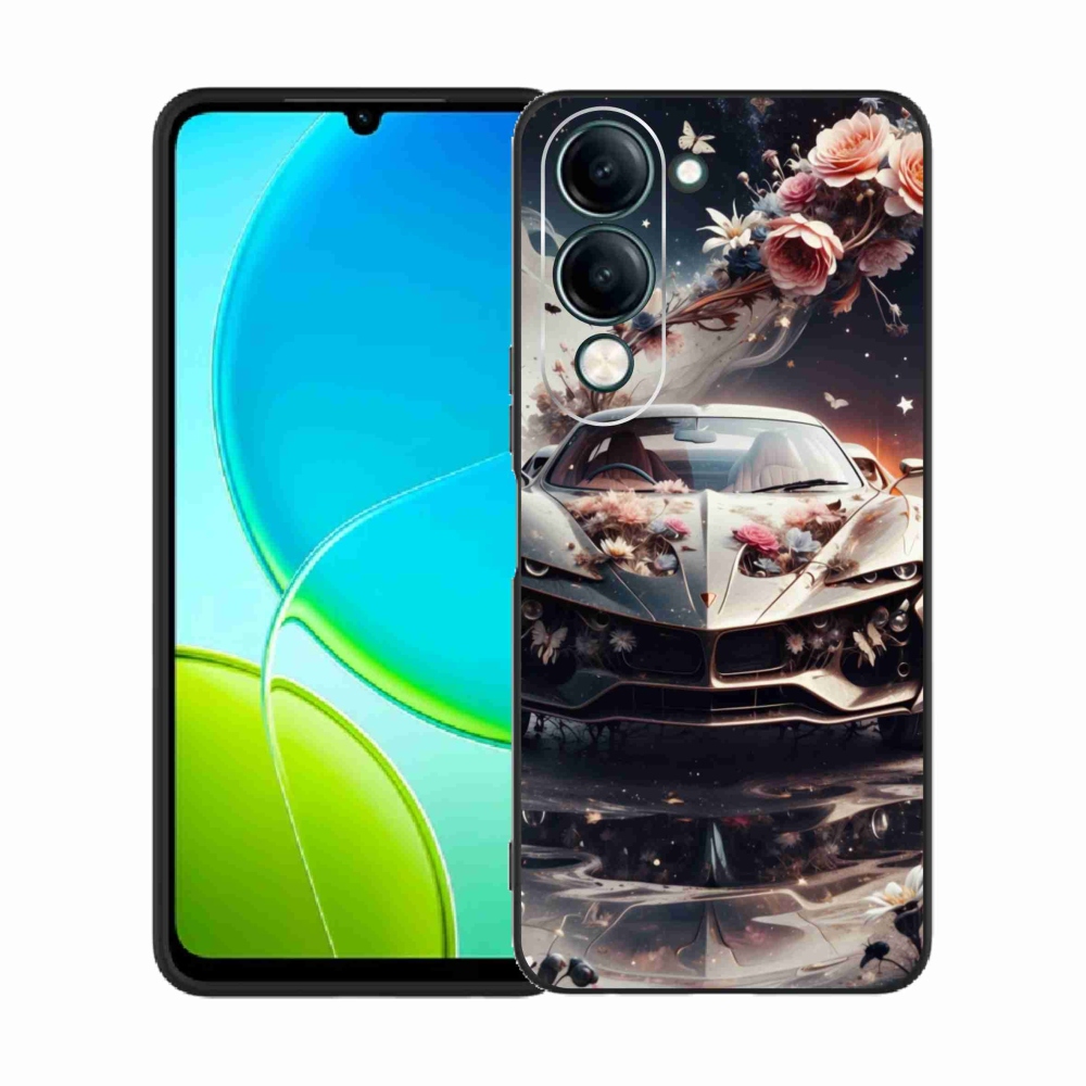 Gelový kryt mmCase na Vivo Y29S 5G - květinový sportovní vůz