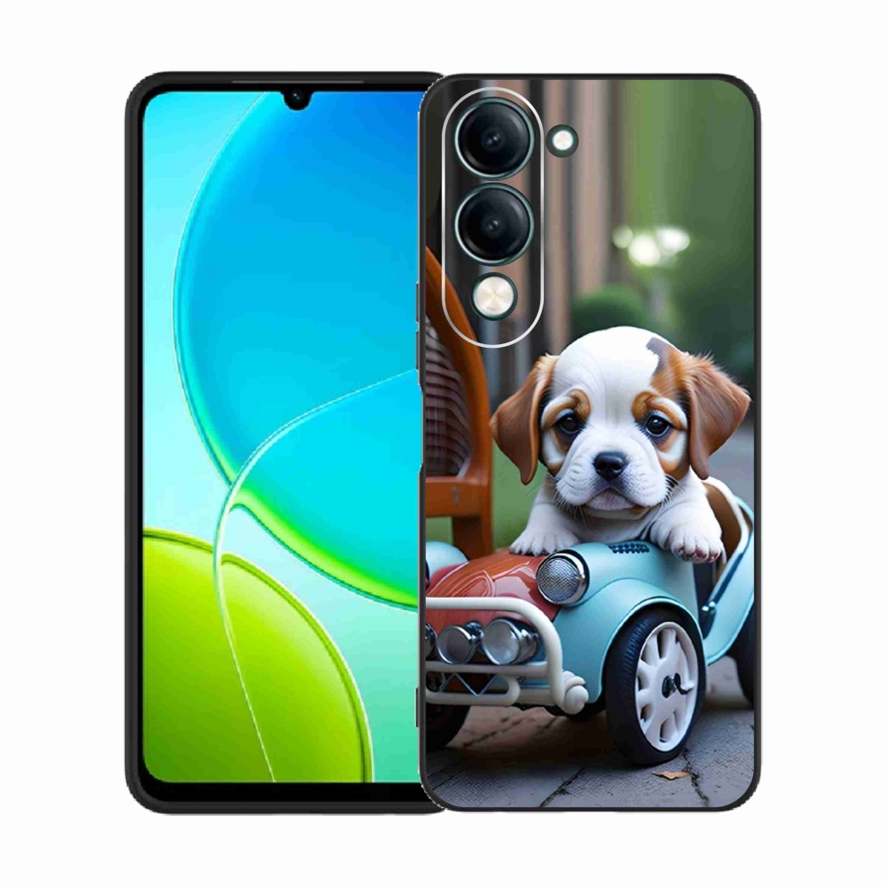 Gelový kryt mmCase na Vivo Y29S 5G - štěně v retro autě