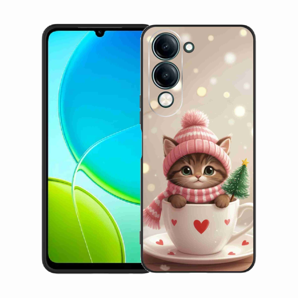 Gelový kryt mmCase na Vivo Y29S 5G - vánoční kotě v hrnku