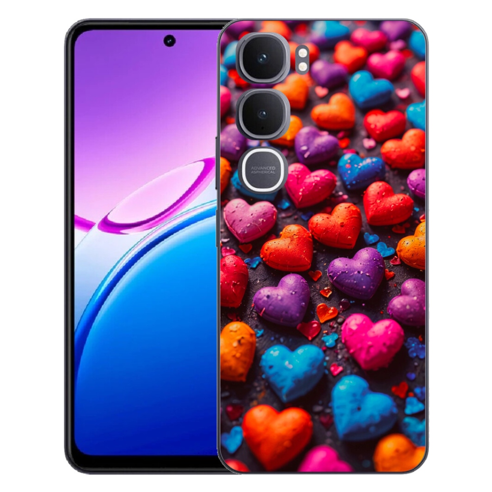 Gelový kryt mmCase na Vivo Y31 5G - barevná srdce