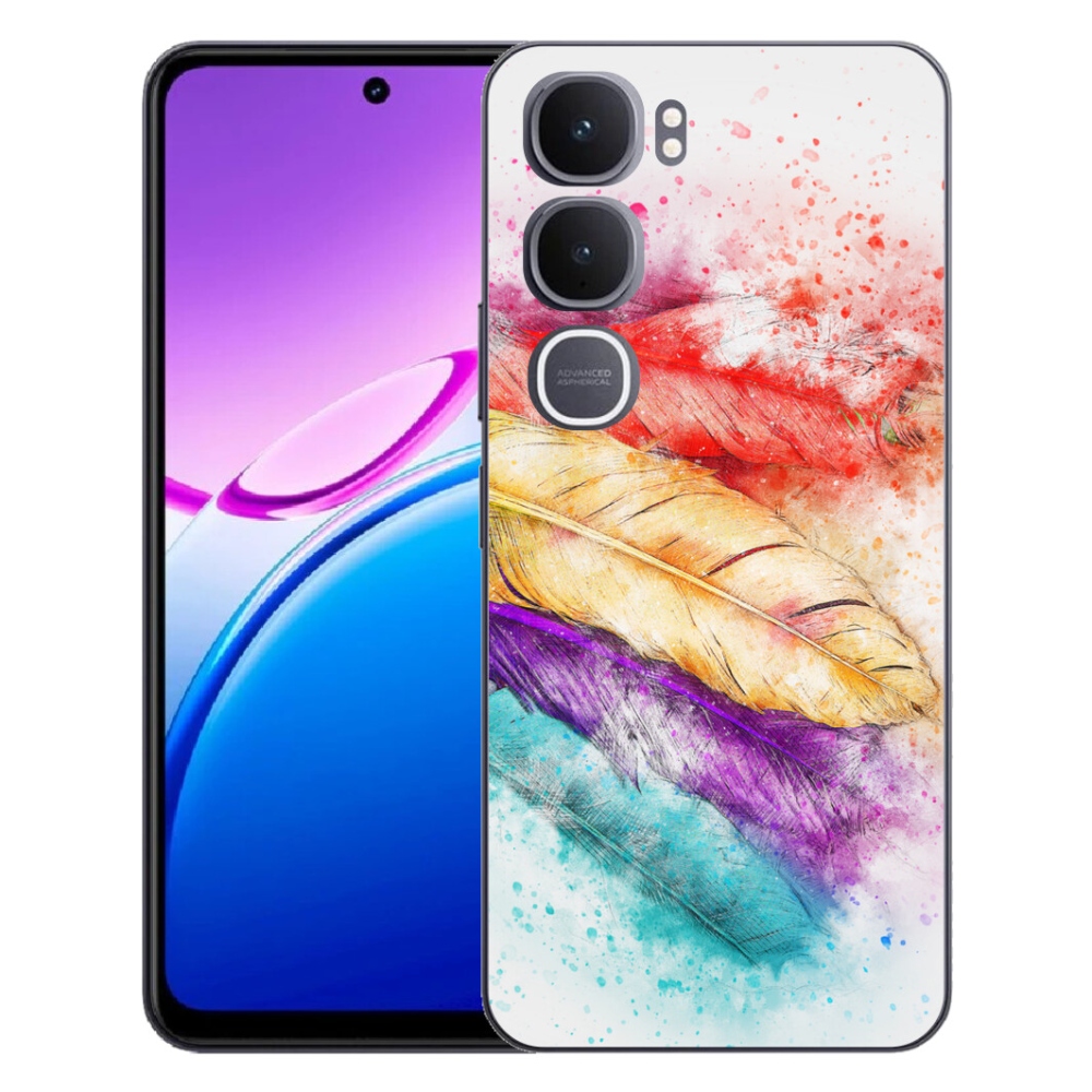 Gelový kryt mmCase na Vivo Y31 5G - barevné peří