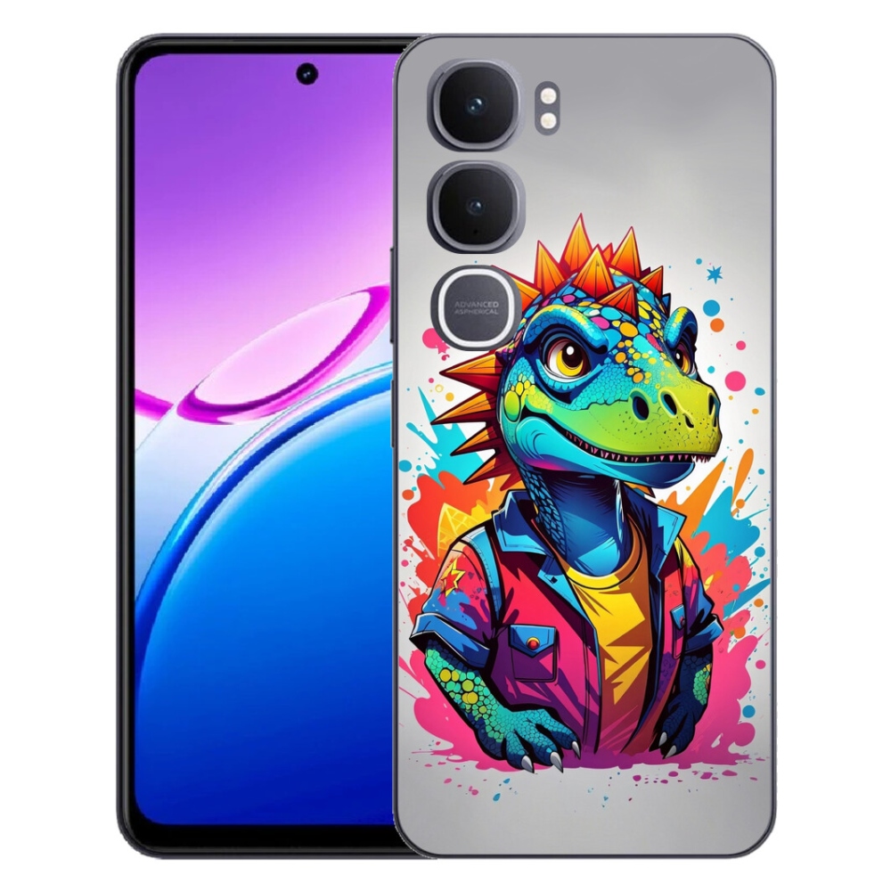 Gelový kryt mmCase na Vivo Y31 5G - barevný dinosaurus