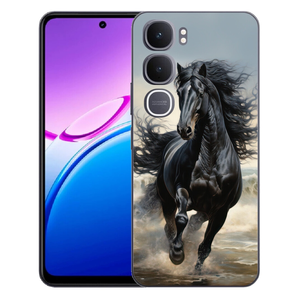 Gelový kryt mmCase na Vivo Y31 5G - běžící černý kůň