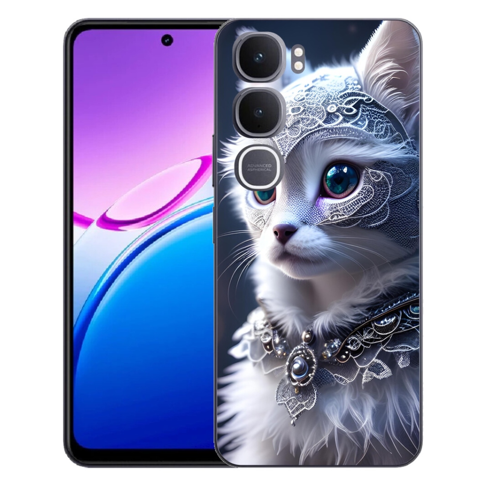 Gelový kryt mmCase na Vivo Y31 5G - bílá kočka