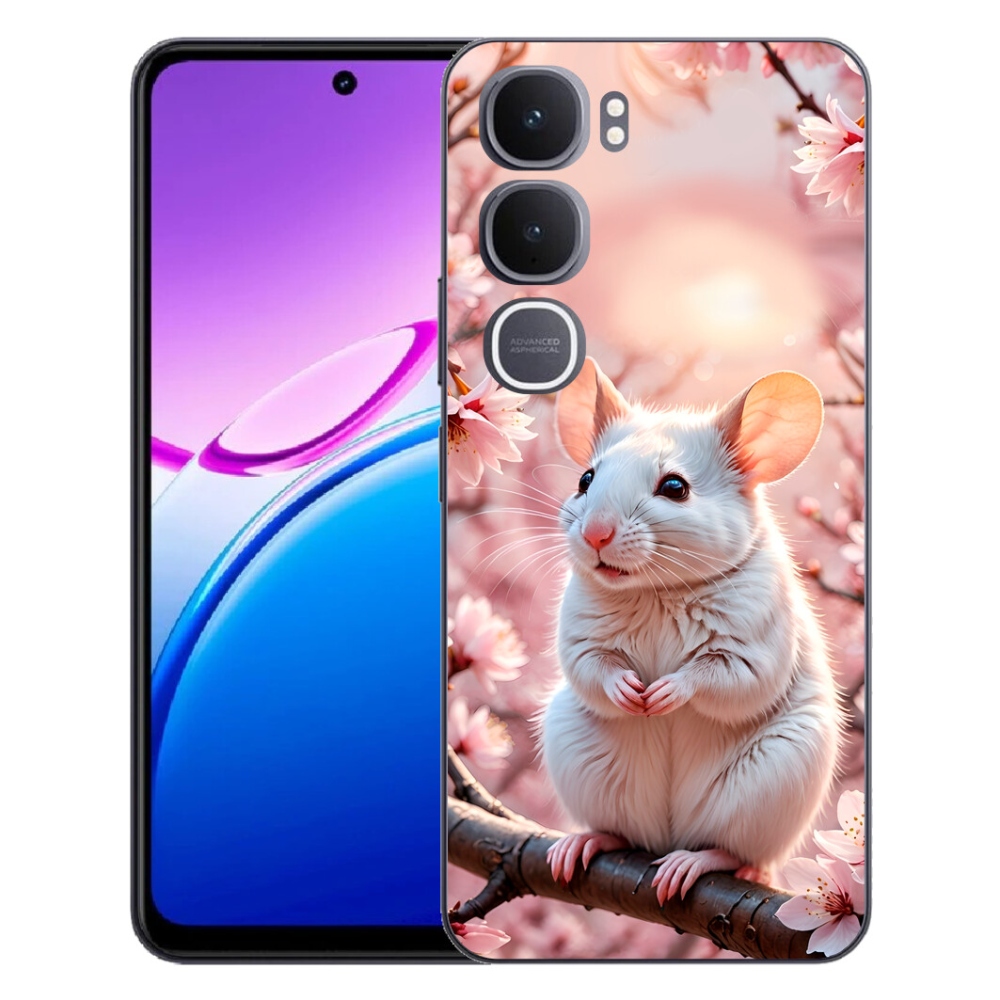 Gelový kryt mmCase na Vivo Y31 5G - bílá myš na větvi