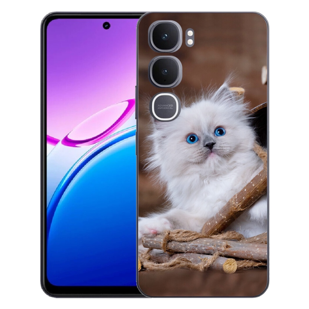 Gelový kryt mmCase na Vivo Y31 5G - bílé kotě