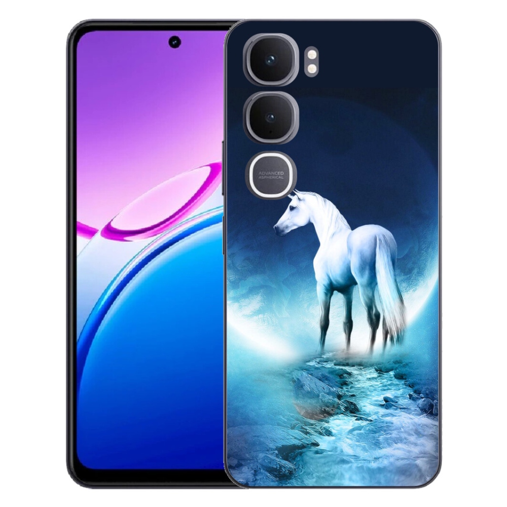 Gelový kryt mmCase na Vivo Y31 5G - bílý jednorožec