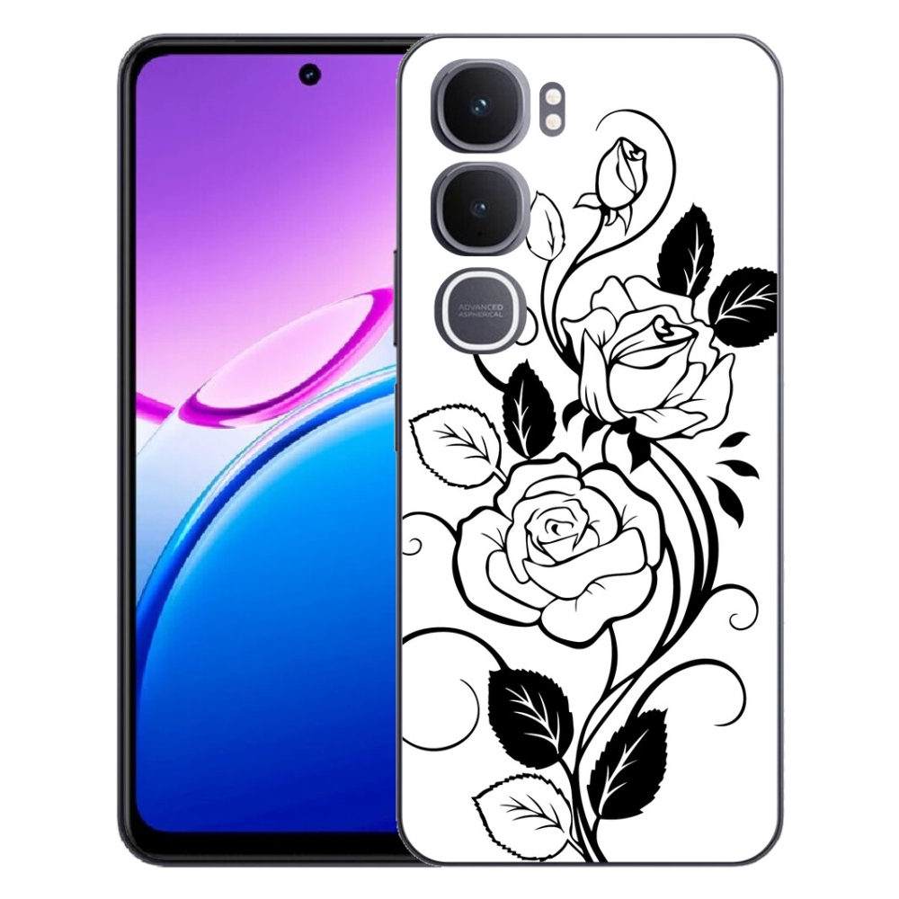 Gelový kryt mmCase na Vivo Y31 5G - černobílá růže