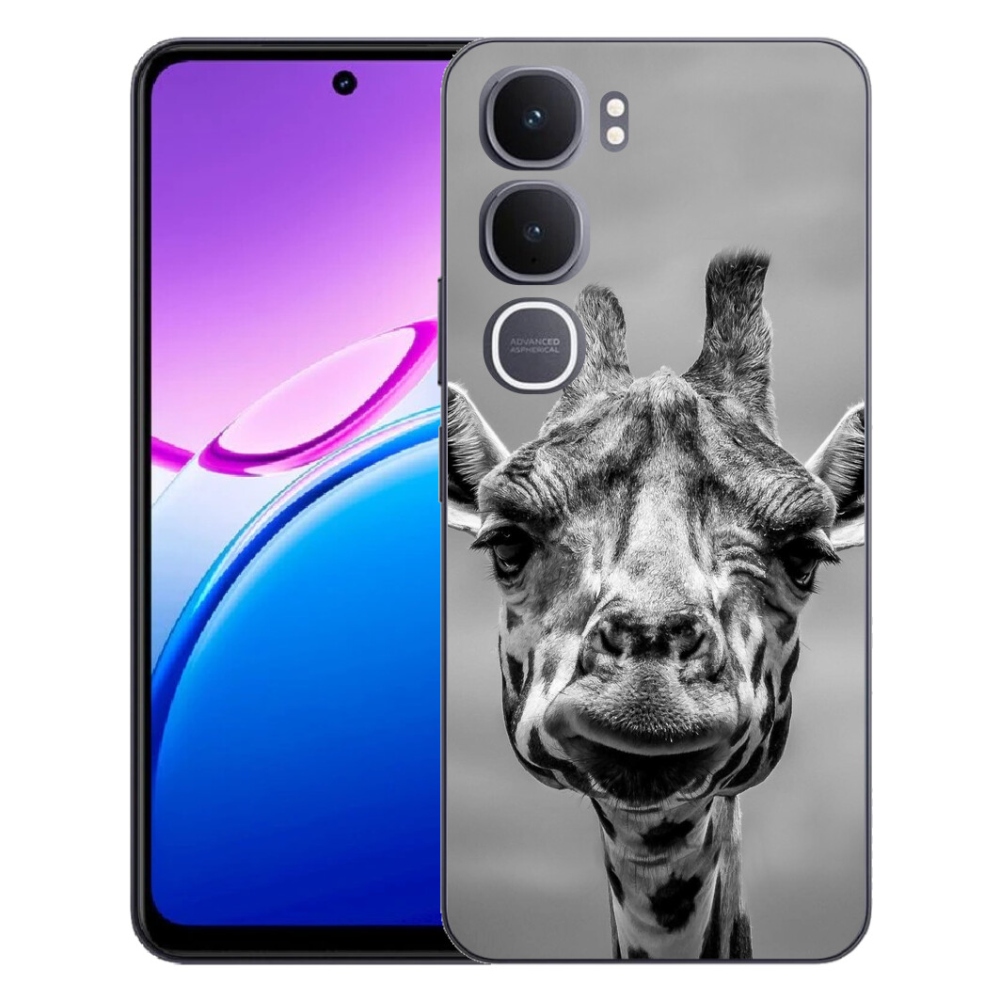 Gelový kryt mmCase na Vivo Y31 5G - černobílá žirafa