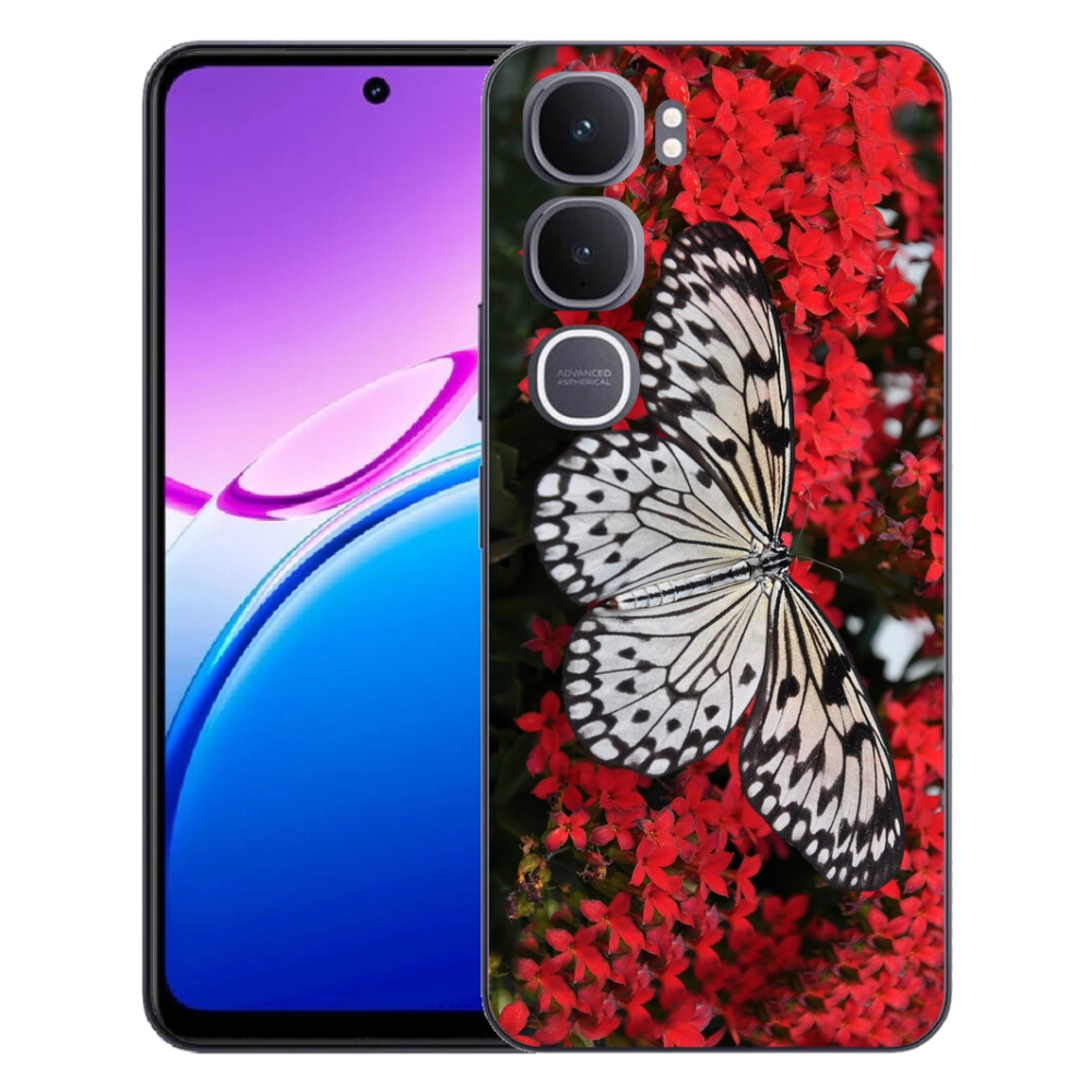 Gelový kryt mmCase na Vivo Y31 5G - černobílý motýl 1