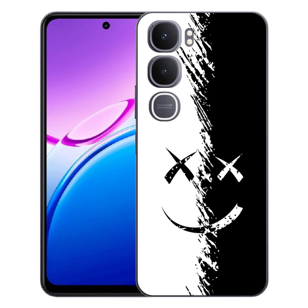Gelový kryt mmCase na Vivo Y31 5G - černobílý smajlík
