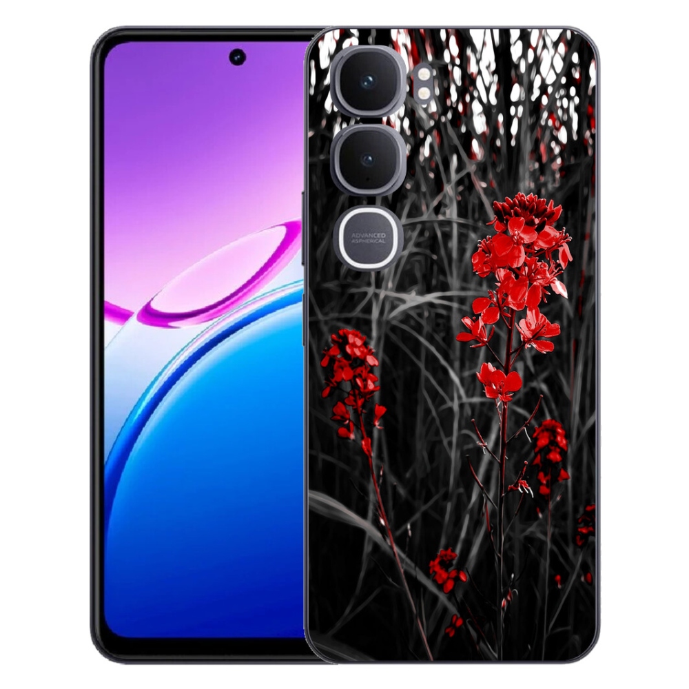 Gelový kryt mmCase na Vivo Y31 5G - červená rostlina