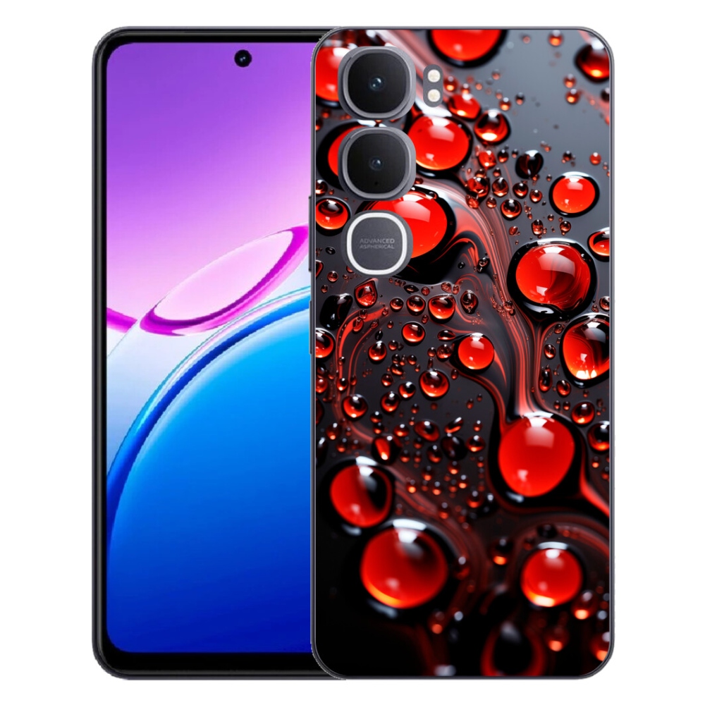 Gelový kryt mmCase na Vivo Y31 5G - červené kapky 2