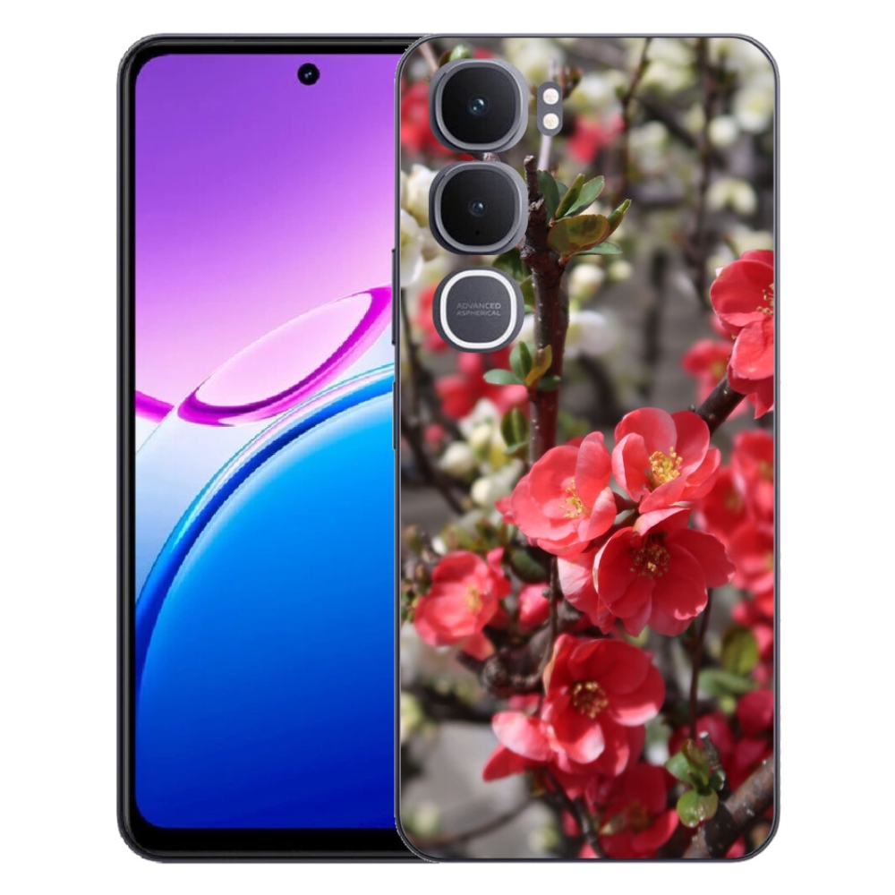 Gelový kryt mmCase na Vivo Y31 5G - červené květy