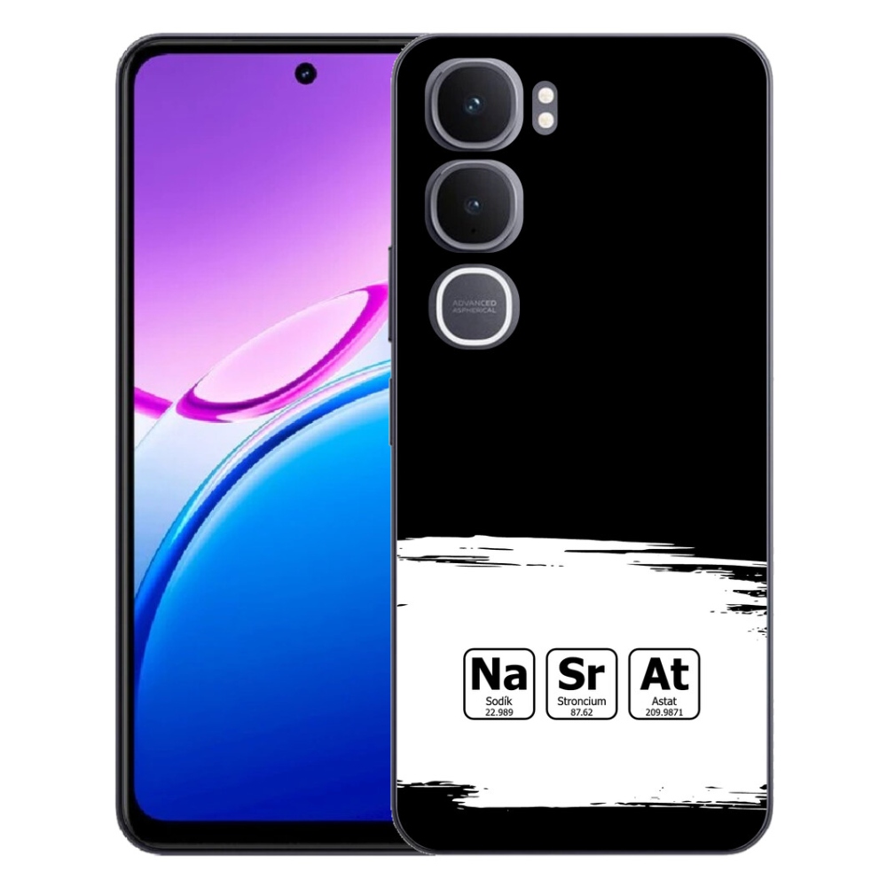 Gelový kryt mmCase na Vivo Y31 5G - chemické prvky bíločerné pozadí