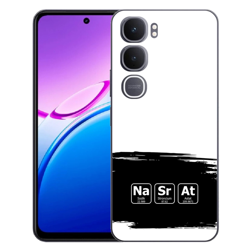 Gelový kryt mmCase na Vivo Y31 5G - chemické prvky černobílé pozadí