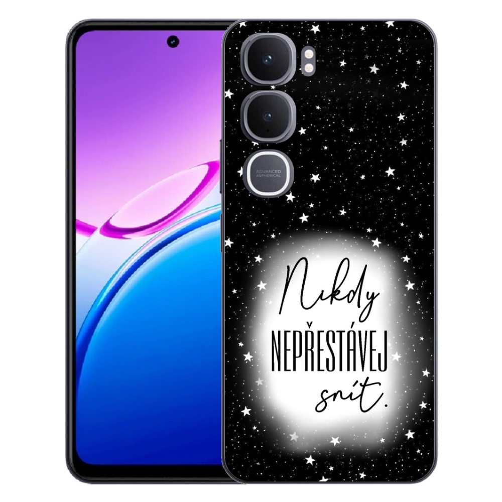 Gelový kryt mmCase na Vivo Y31 5G - citát 1 bíločerné pozadí
