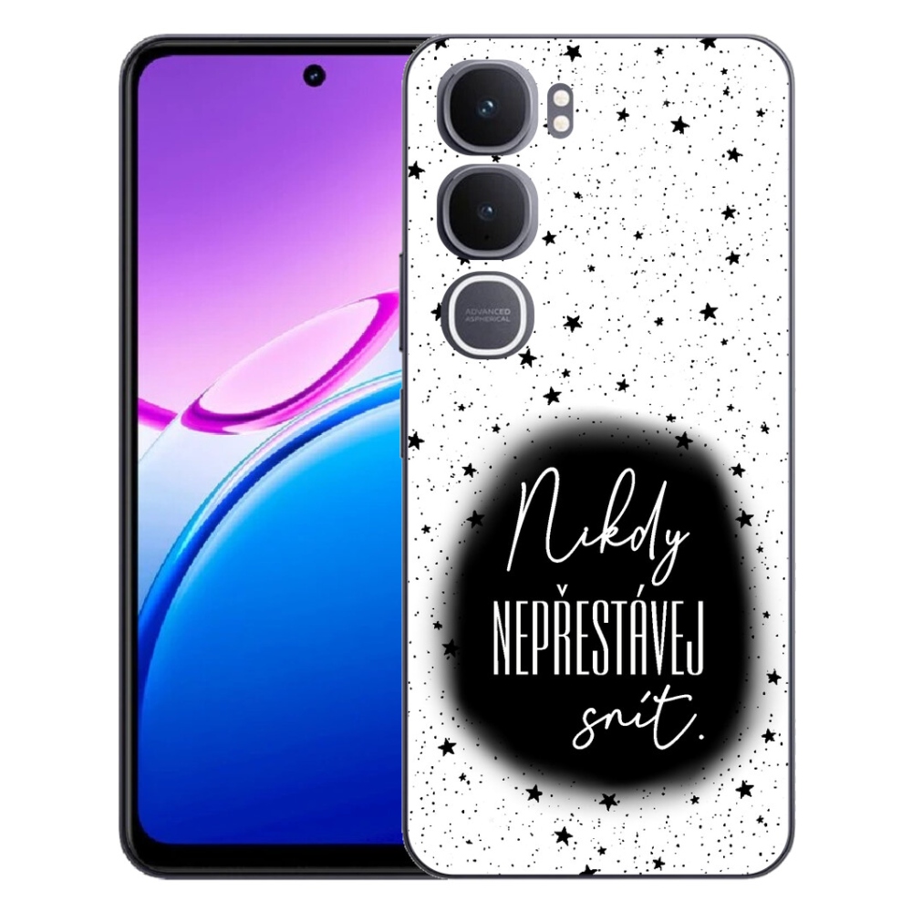 Gelový kryt mmCase na Vivo Y31 5G - citát 1 černobílé pozadí