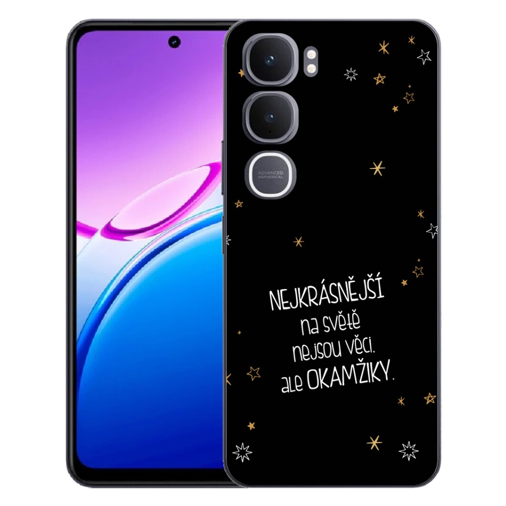 Gelový kryt mmCase na Vivo Y31 5G - citát 4 černé pozadí