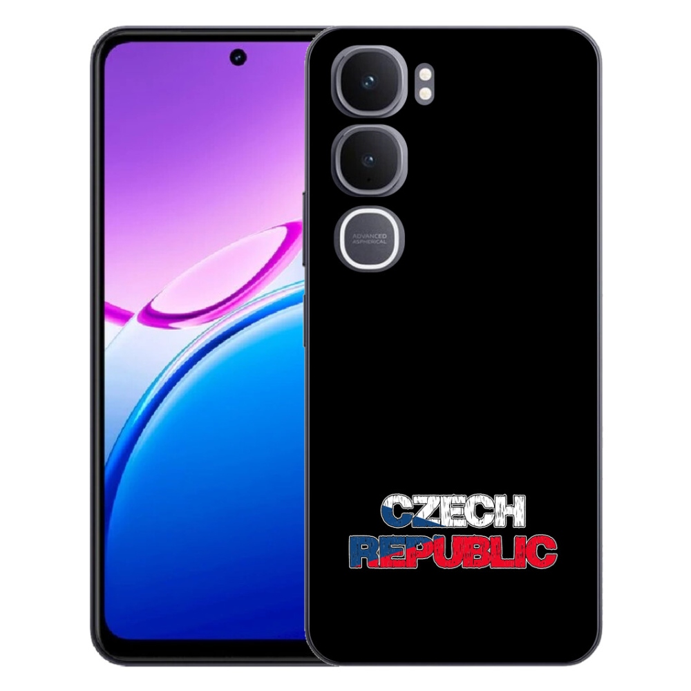 Gelový kryt mmCase na Vivo Y31 5G - Czech Republic černé pozadí