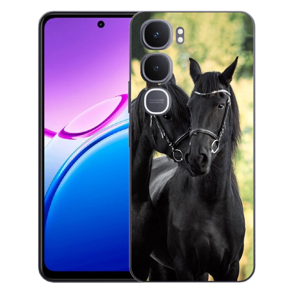 Gelový kryt mmCase na Vivo Y31 5G - dva černí koně