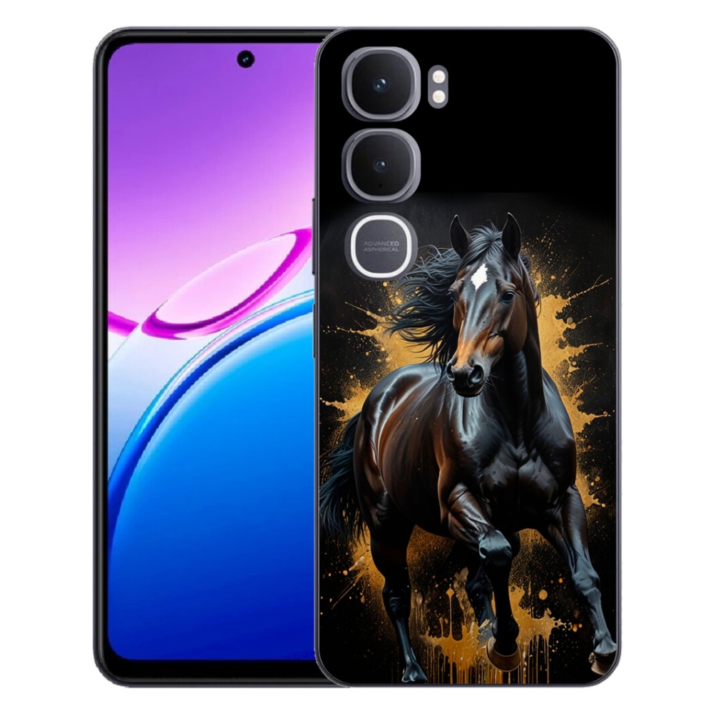 Gelový kryt mmCase na Vivo Y31 5G - elegantní černý hřebec