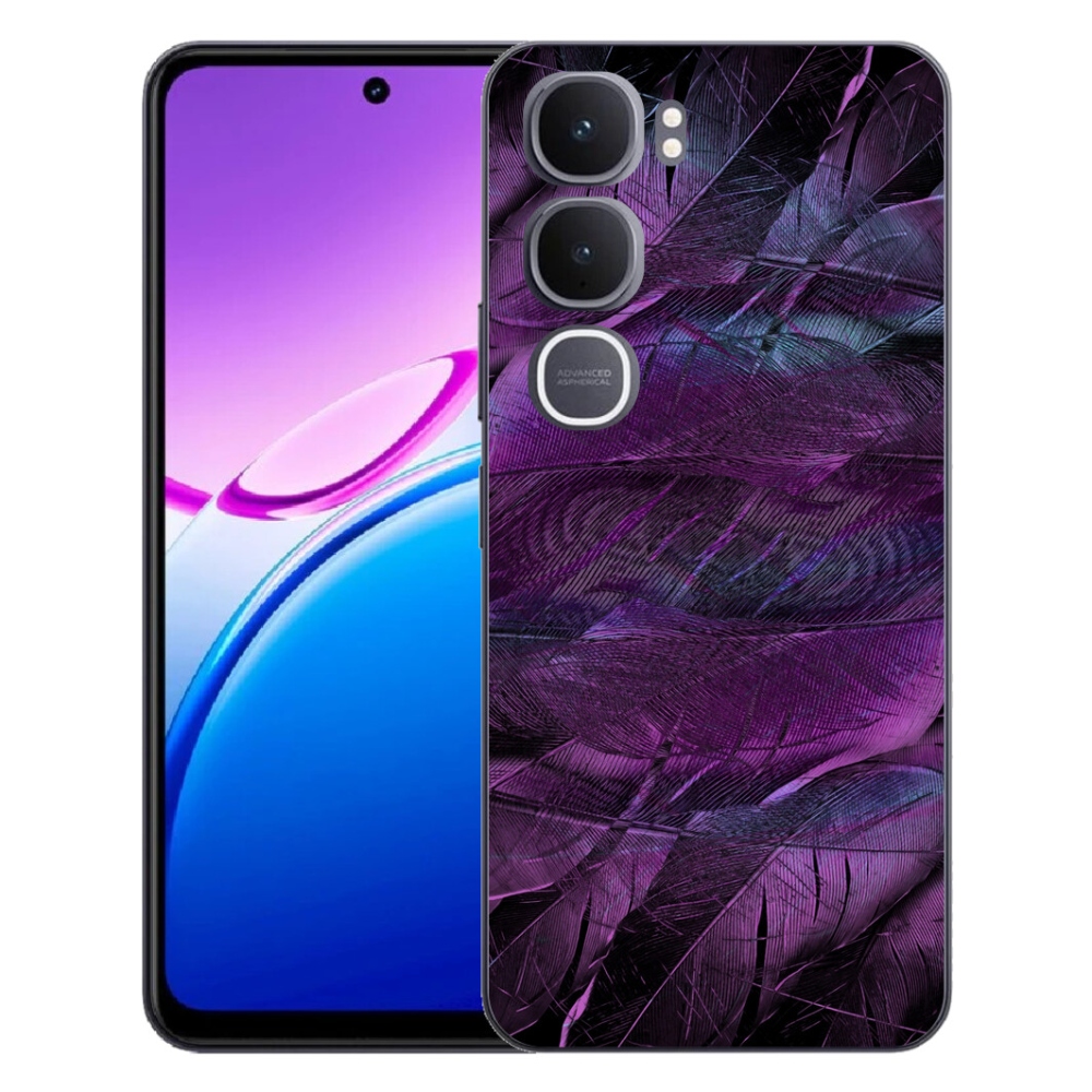 Gelový kryt mmCase na Vivo Y31 5G - fialová pírka