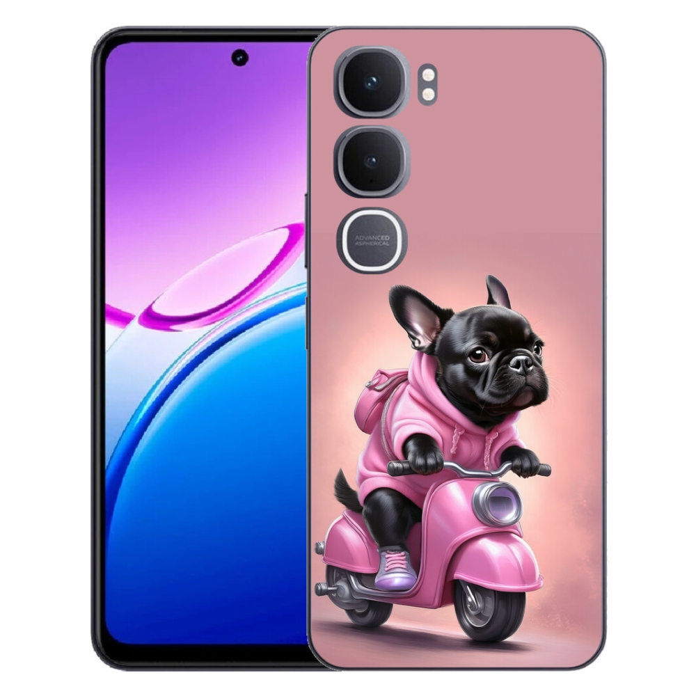Gelový kryt mmCase na Vivo Y31 5G - francouzský buldoček na skútru