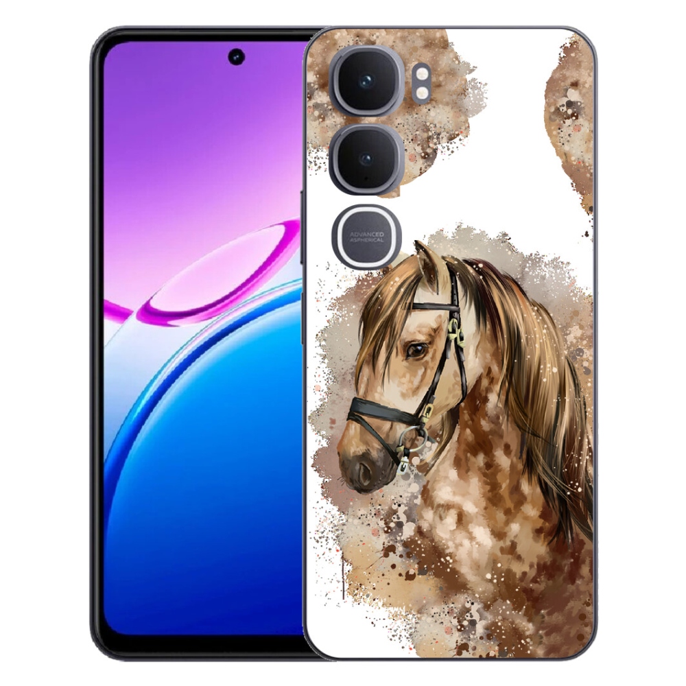 Gelový kryt mmCase na Vivo Y31 5G - hnědý kreslený kůň