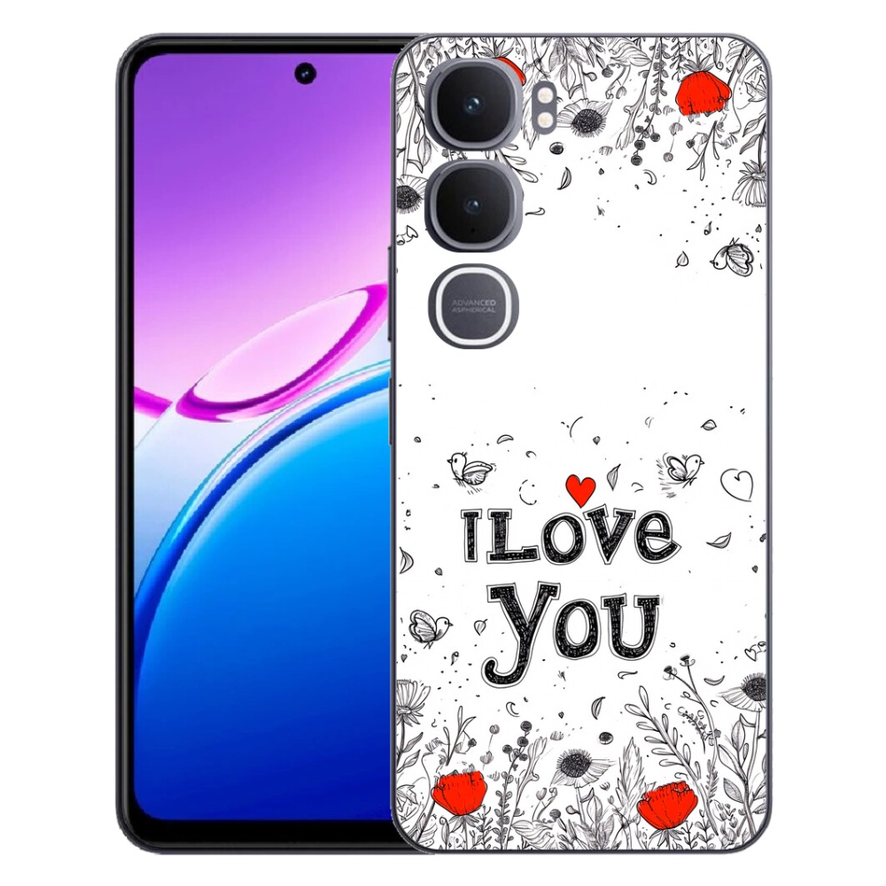 Gelový kryt mmCase na Vivo Y31 5G - I love you bílé pozadí