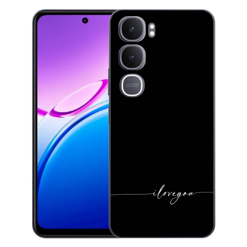 Gelový kryt mmCase na Vivo Y31 5G - I love you černé pozadí